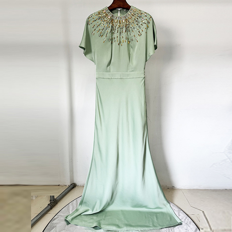 Shop Elegant Mint Green Cape Sleeve Maxi Gowns for Formal Events