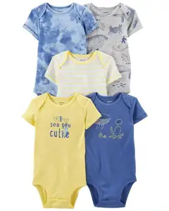 2023 New Baby body 5 pezzi Set vestiti per neonati pagliaccetti per neonato 100% cotone tuta per bebè in Stock pronto per l'uso