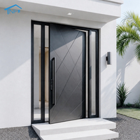 Porte d'entrée pivotante en verre aluminium, produit transparent