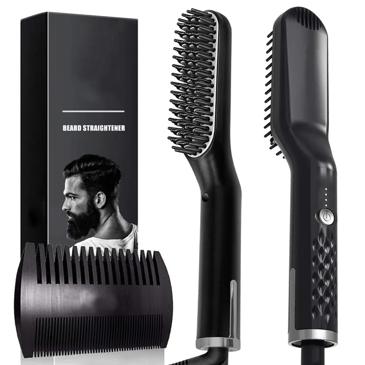 Logo OEM tagliente barba ionica pettine per capelli più dritto e doppio dente pettine in legno pregiato Kit per toelettatura barba Premium per uomo