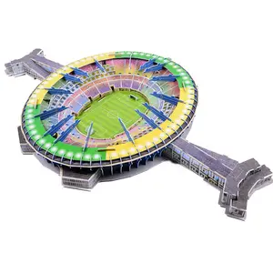其他热卖diy组装拼图模型足球爱好者玩具马拉卡纳足球场3d拼图led