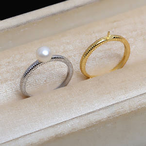 Bague ajustable en argent S925, design ouvert simple avec 6-8 perles, support d'accessoires, composants et trouvailles de bijoux - 5249 - Product Image 2