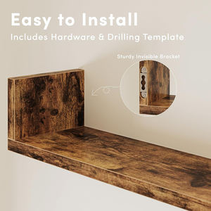 رف كتب خشبي عائم على شكل حرف U من 3 قطع مثبت على الحائط للتخزين مثبت على الحائط لغرفة المعيشة وغرفة النوم والمكتب - Product Image 6