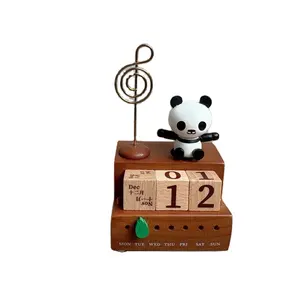 Creative Desktop Decoration Panda Calendar Wooden Music Box