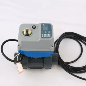 2 Way UPVC Plastic Water Treatment Modulating True Union Valve 24V 12V DC Electric Motorized Actuated Ball Valve