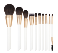 Ensemble de 10 pinceaux de maquillage de luxe blancs à manche en bois Ms.miau avec poils synthétiques doux et vegan pour le visage et le correcteur