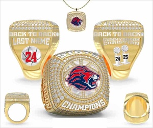 Bague de championnat de softball et de baseball Sidan personnalisée en alliage de zinc plaqué or rose avec design cœur en strass de cristal - Product Image 2