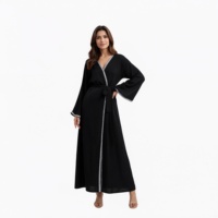 Ensemble robe kimono abaya musulmane pour femmes, style personnalisé, couleur unie, longueur intégrale, abaya islamique pour femmes modestes avec robe intérieure