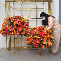 NIKA Décoration de mariage d'automne en extérieur, Bouquet floral orange, Boule de fleurs, Centre de table avec fausse rose en roseau