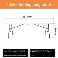 Table pliante rectangulaire d'extérieur en plastique JINXING, style moderne et minimaliste, 1,8 m, avec sièges pliants en plastique assortis en option, modèle JX-ZZ02