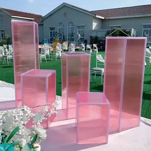Milieuvriendelijke 6Mm Kleurrijke Roze Dubbele Muur Pc Holle Decoratie Blad Voor Bruiloft Rekwisieten