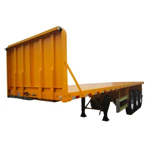 Mendukung kustomisasi 20ft/40ft Flatbed truk Trailer Flat Bed Semi Trailer dengan Headboard