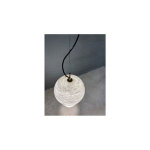 Lustre suspendu en marbre de forme ovale, éclairage LED, design moderne et minimaliste pour salle à manger, corps blanc, lustre à tête unique - Product Image 3