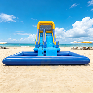 Casa de Brinco Inflable de PVC Resistente con Tobogán y Piscina, para Todas las Edades, Ideal para Fiestas <span class=keywords><strong>en</strong></span> la Playa y Alquiler de Diversión de <span class=keywords><strong>Verano</strong></span> - Product Image 1