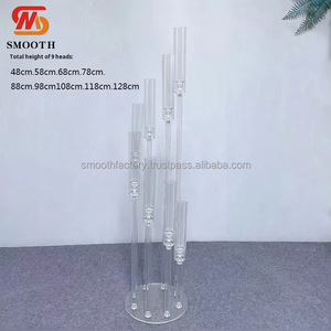 Support de centre de table carré en acrylique transparent, 3/4/5/6/8/9 bras, chandelier haut, porte-bougie de mariage, décoration d'éclairage de scène d'événement - Product Image 4