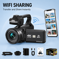 Caméscope DV 4K avec capteur CMOS 64MP, suivi du visage, zoom optique 20X, écran tactile 4,0 pouces, Wi-Fi et lumière d'appoint à griffe porte-accessoire