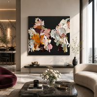Peinture à l'huile peinte à la main, motif abstrait de grappe de fleurs, sur toile, taille personnalisée, vente en gros, décoration murale pour la maison