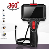 Caméra endoscopique industrielle, caméra d'inspection à 360 degrés avec lumière LED, caméra vidéo portative pour mécanicien