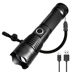 Boruit 2000 Lumen LED Flashlight Telescopic And Zoomable Torch Waterproof IPX4 18650 Battery Flashlights With Power Display