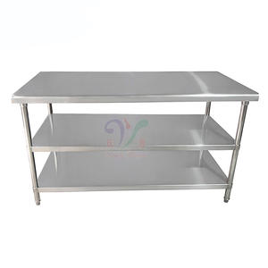 Heavy-Duty thép không gỉ bàn làm việc với có thể điều chỉnh Kệ thương mại nhà bếp thép chế tạo bàn làm việc - Product Image 1