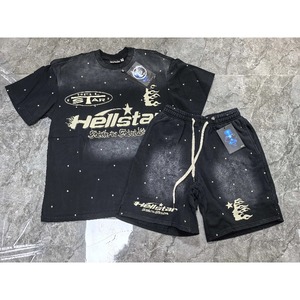 เสื้อยืดเซ็ต Stock NFC Hell Star ทรงโอเวอร์ไซส์ สไตล์ฮิปฮอป สตรีทแวร์ ลุควินเทจ ผ้าคอตตอนฟอกสี เสื้อแขนสั้น ชุดเซ็ตสำหรับผู้ชาย - Product Image 5