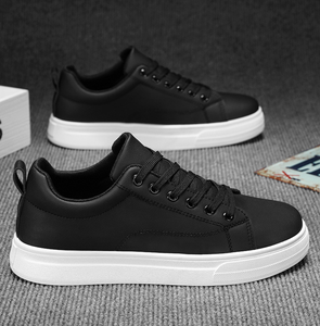 男装跨界超大透气板鞋厚底防滑PU皮革表面防水纯色运动鞋 - Product Image 2