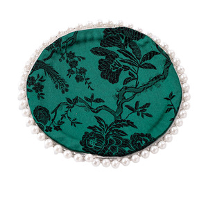 Sous-verre rond en tissu brocart à bordure perlée, isolant thermique, pour accessoire de cérémonie du thé - Product Image 5
