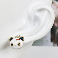 Boucles d'oreilles pour femmes Adorable panda rouge émail cerise Boucles d'oreilles