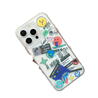 Coque de téléphone en TPU souple givré amusant avec étiquette graffiti drôle housse de protection pour iPhone 15 14 Plus 13 Pro Max 11Pro 7 Plus XS Max