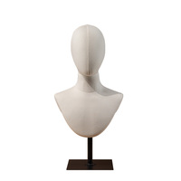 Cabeza de Maniquí de Plástico con Base Metálica y Torso Realista para Exhibición de Pelucas, Sombreros, Bufandas y Collares