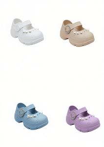 Zoccoli con plateau e perle stile Mary Jane per donne e ragazze, estivi, morbidi, leggeri, con suola in EVA, taglia 21 - Product Image 1