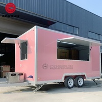 Cogsun Remorque de Restauration Mobile pour la Vente de Café, Chariot de Traiteur, Camionnette à Burgers, Frites, Glaces, Barbecue, Bus Alimentaire Mobile