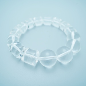 Bracelet en cristal de quartz blanc naturel, perles rondes, bracelet élastique pour la chance et l'énergie positive - Product Image 1