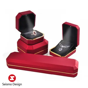 Personalizado Luxo Grande Anel Schmuck Caixa Lâmpada Vermelha Pingente Jóias Pulseira Embalagem Anel Jóias Set Caixas Com Bulbo