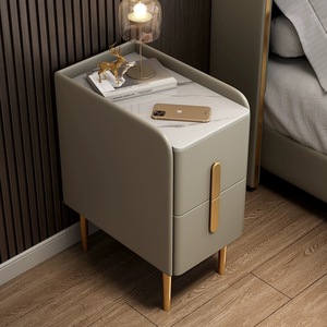 <span class=keywords><strong>Table</strong></span> <span class=keywords><strong>de</strong></span> <span class=keywords><strong>chevet</strong></span> étroite moderne en bois massif avec plateau en pierre et revêtement en cuir, <span class=keywords><strong>mini</strong></span>-meuble <span class=keywords><strong>de</strong></span> <span class=keywords><strong>chevet</strong></span> intelligent avec fonction audio et éclairage - Product Image 1