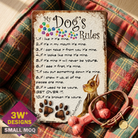 Échantillon Gratuit : Plaques Métalliques Vintage avec les Règles du Chien, Impression UV, Art Mural 20x30, Décoration Rétro, Cadeau pour la Maison et le Jardin, Affiche en Étain