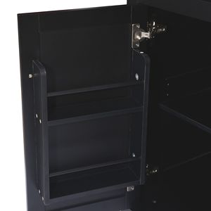Carrito de cocina de diseño moderno DB con encimera de madera de goma, puerta de armario, estantes de almacenamiento interno, isla de cocina de 5 ruedas - Product Image 4