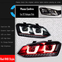 Feux de voiture pour VW Polo, phare 2011-2018, double lentille LED DRL, Vento, signal dynamique, phare DRL, accessoires automobiles