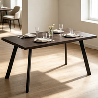 Table à manger convertible moderne nordique en gros d'usine avec pieds en métal et plateau en bois massif pour la maison, le café et le restaurant