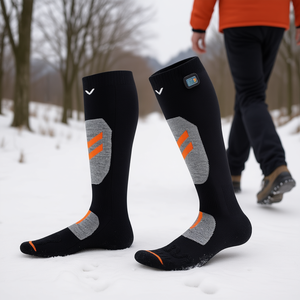 Chaussettes de sport chauffantes extra-larges, hauteur genou, chauffe-pieds électrique rechargeable, 4 niveaux de chauffe, contrôle par application, pour hommes et femmes, hiver - Product Image 2