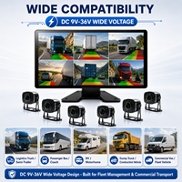 Sistema de Cámara para Camiones con IA BSD de 10.36'', Monitor AHD de 6 Canales, Detección de Peatones y Vehículos, Advertencia, para Camiones Comerciales, Autobuses, RV, Flotas, Impermeable