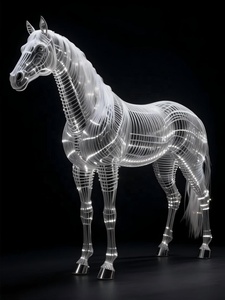 Sculpture de cheval en métal soudé grandeur nature 3D grillage Art Animal <span class=keywords><strong>jardin</strong></span> cour décoration de noël - Product Image 4