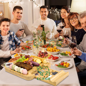 Plato de madera para charcutería, tabla de queso de bambú con cajón oculto y juego de cuchillos para calentar la elección del regalo - Product Image 6