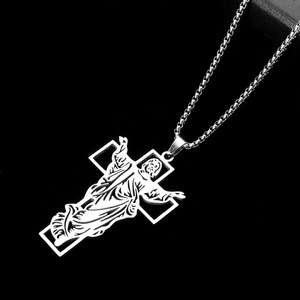 Cruz Jesús Vintage Hip-Hop Acero inoxidable crucifijo moda colgante hueco nicho titanio acero Collar para hombres al por mayor - Product Image 3