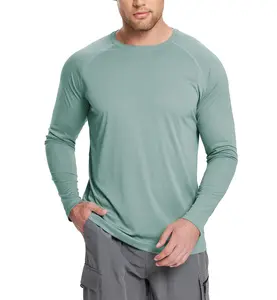 Erkek güneş koruma gömlek UV SPF UPF 50 + uzun kollu döküntü Guard balıkçılık koşu hızlı kuru hafif T shirt