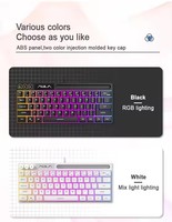 Clavier d'ordinateur AULA F3061 blanc USB 2.0 TKL mini 61 touches RGB portable mécanique filaire ergonomique pour le gaming – Nouveau modèle