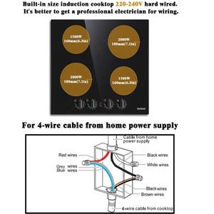Placa de Inducción Integrada Freezone de 59 cm, 4 Quemadores, Vitrocerámica, Fuente de Alimentación Eléctrica para el Hogar - Product Image 4