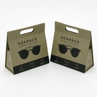 Boîte en carton rigide pliable triangulaire personnalisée avec poignée pour lunettes de soleil et lunettes, boîte cadeau écologique pliable