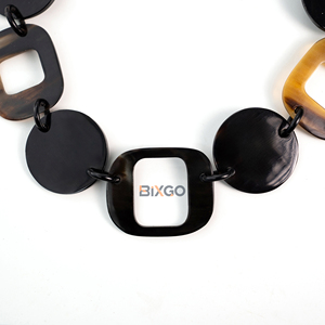 Collar de Cadena Mixta Cuadrada y Redonda de Cuerno de Búfalo Natural, Unisex, Moderno, Marca BIXGO Premium, Regalo de Vietnam - Product Image 2