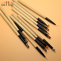 Ensemble de 11 pinceaux à ongles en gel durables en bois, marque privée personnalisée, haute qualité, nylon importé, outils de manucure, dessin d'ongles